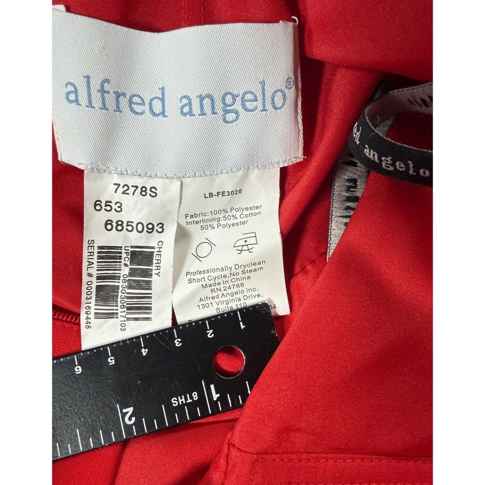 Alfred Angelo Red Strapless Chiffon Cocktail Dress Size 14 - Picture 9 of 10